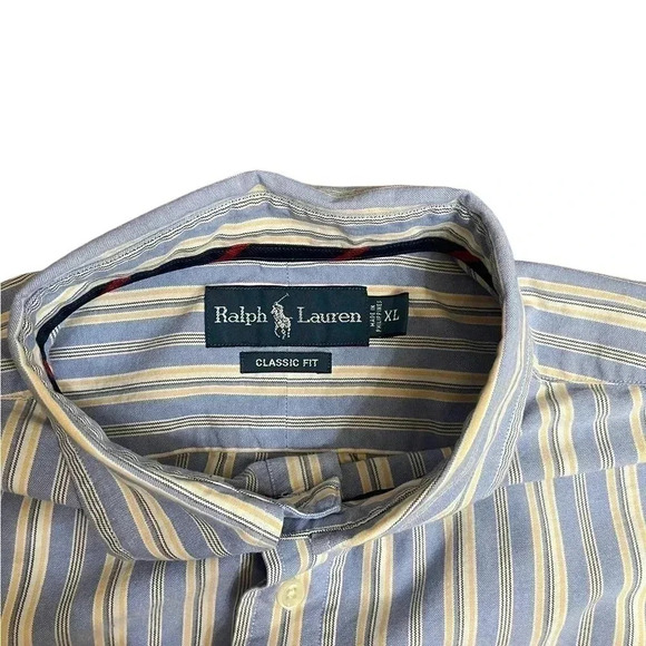 Ralph Lauren Classic Fit Polo Button Down Long Sleeve Striped Shirt Mens size XL - Picture 4 of 10